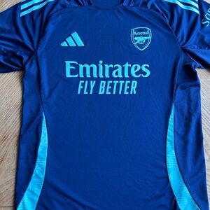 adidas Arsenal Navy Blue & Aqua Short Sleeve Training Tee
